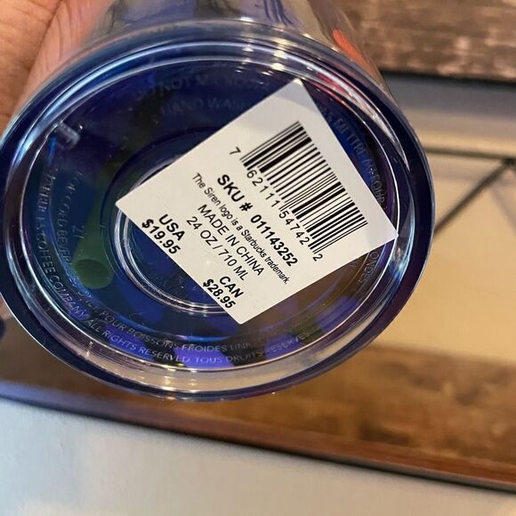 Starbucks Floral Leaves Purple Neon Green Spotted 24 Ounce Tumbler - Picture 8 of 9